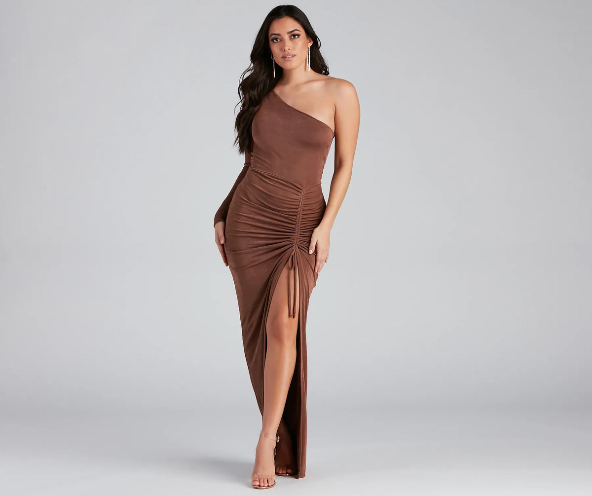 Jade One Shoulder Ruched Formal Dress & Windsor
