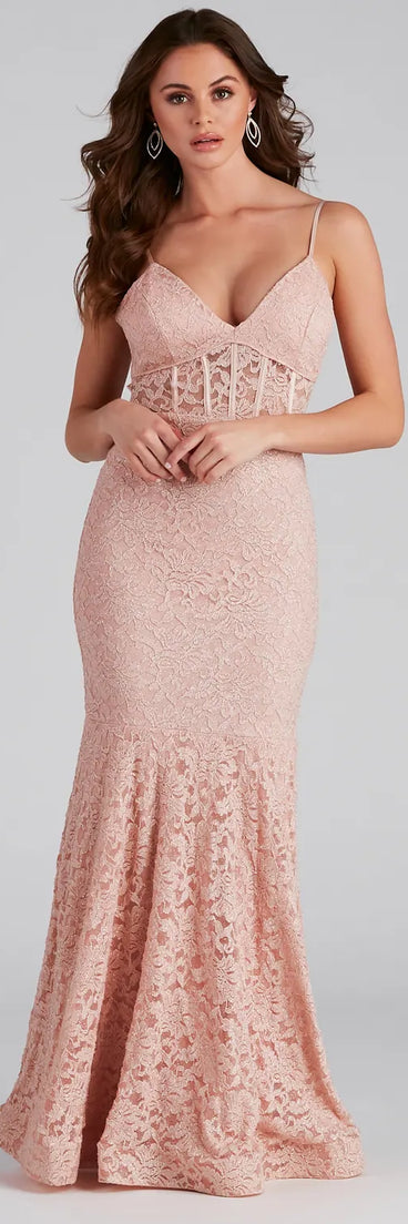 Normani Formal Lace Corset Mermaid Long Dress