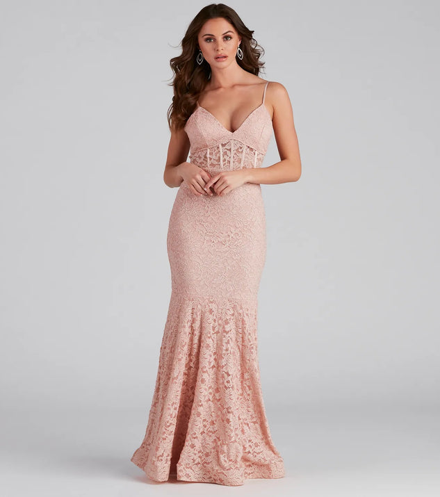 Normani Formal Lace Corset Mermaid Long Dress