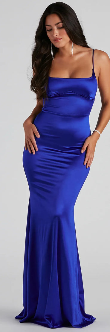 Hadley Formal Satin Lace Up Dress