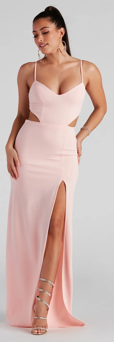 Liz Formal Crepe Cutout Long Dress