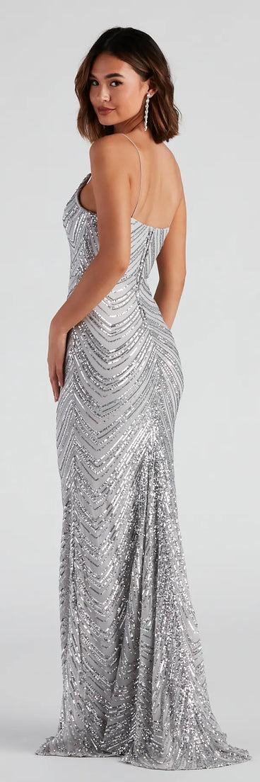 Amy Formal Sequin V-Neck Long Dress