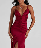 Celine Formal Ruche Slit Long Dress
