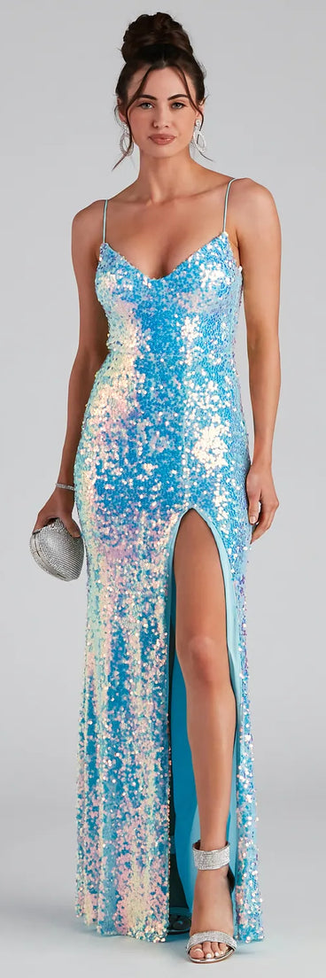 Skylar Sequin A-Line Formal Dress