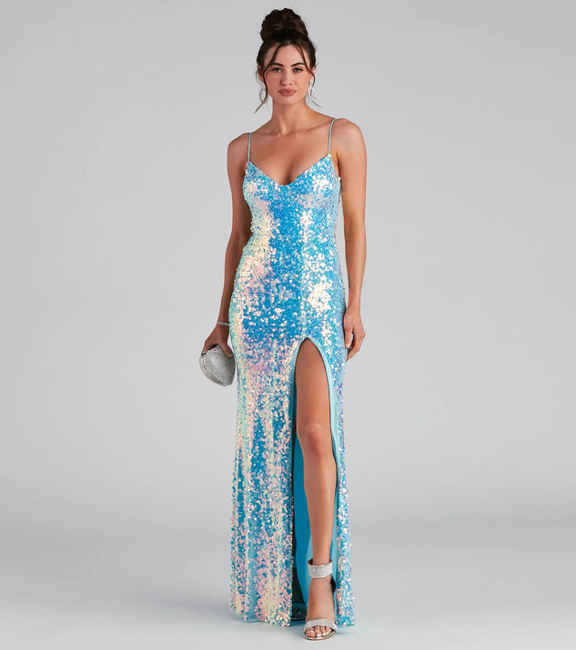 Skylar Sequin A-Line Formal Dress