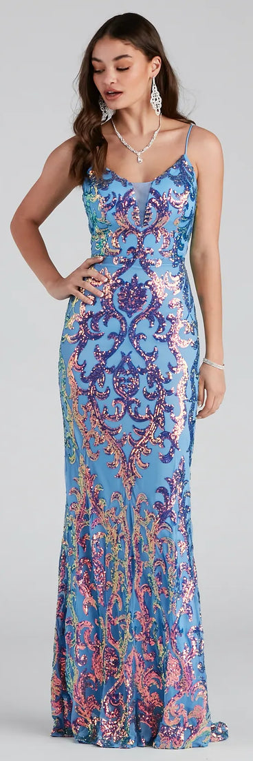 Izzie Formal Sequin Low Back Dress