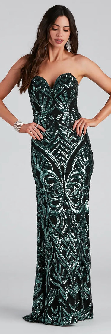 Cassy Formal Sequin Lace Up Dress