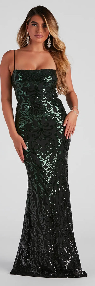 Meara Formal A-Line Sequin Dress