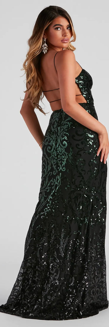 Meara Formal A-Line Sequin Dress