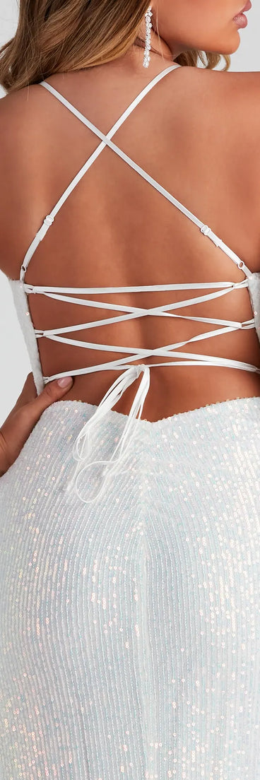 Loretta Formal Sequin Lace-Up Dress