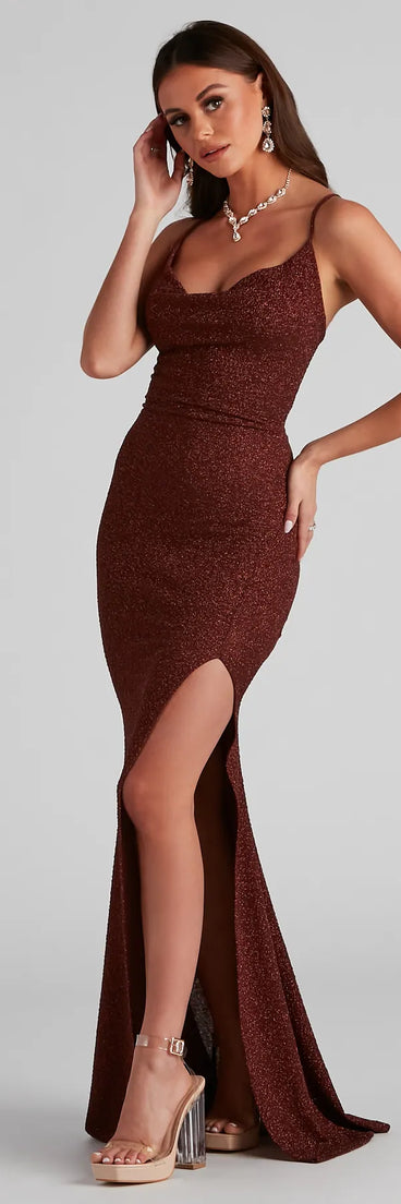 Sara Formal Glitter Lace-Up Dress