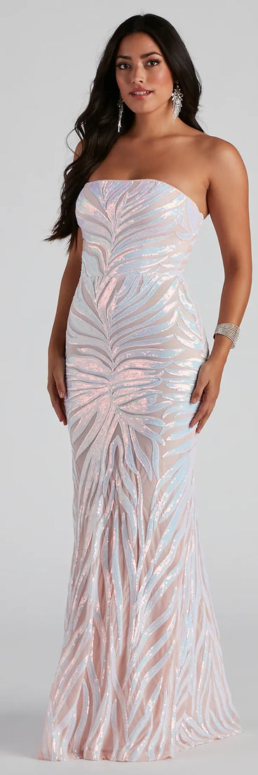 Keishla Formal Sequin Strapless Dress