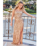 Celebrate in style with the Kinsley Formal Sequin Mermaid Dress, a gold formal wedding guest dress featuring an elegant silhouette and luxe details, perfect for a black-tie celebration.