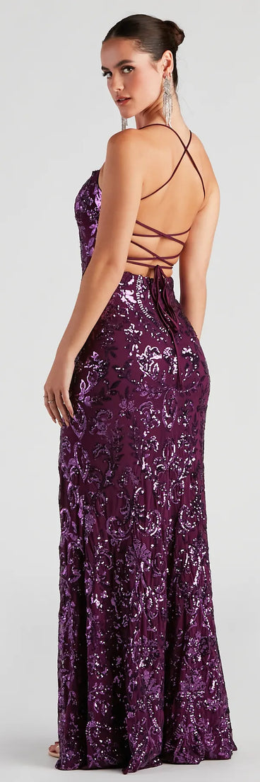 Lana Sequin Mesh Formal Dress