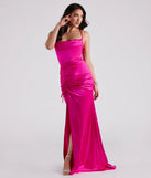 You'll feel stylish and confident in the Serenity Ruched Satin Formal Dress as your Winter Formal Dress to stand out at your dance or event.
