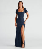 Make the big day unforgettable with the Sophie Glitter Knit Mermaid Dress, a gorgeous navy blue bridesmaid dress that balances elegance and affordability.
