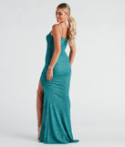 Feel instantly put-together in the Hayden Ruched Glitter Knit Mermaid Dress in teal, a fall wedding guest dress designed for confident style and all-out celebration.