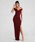 Elianna Off-The-Shoulder Glitter Formal Dress