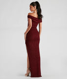 Elianna Off-The-Shoulder Glitter Formal Dress