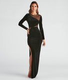 Saylor Velvet Mesh Formal Dress