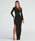 Saylor Velvet Mesh Formal Dress