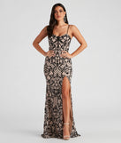 Turn heads at Prom 2025 in this black prom dress, where statement-making details meet the iconic style of the JoJo Formal Sequin Bustier Bodycon Dress .