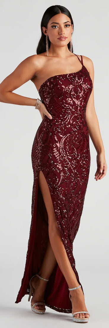 Jaleen Formal Sequin One Shoulder Dress