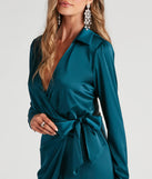 Leona Wrap-Front Satin Formal Dress