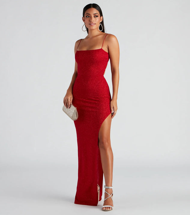 fitted lace wedding dress Heart Lattice Ankle Gown  Red