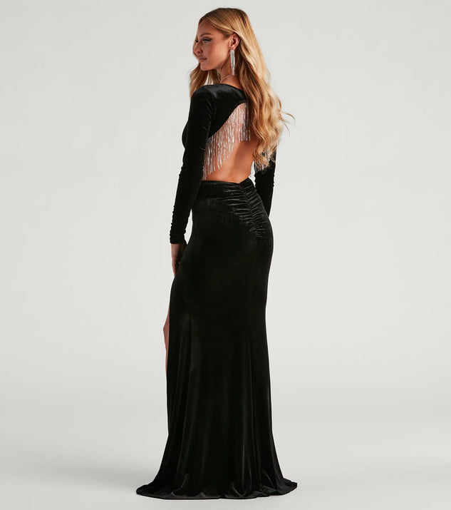 スーツ・フォーマル・ドレス YOHSAGRA Velvet slit longskirt black スーツ・フォーマル・ドレス YOHSAGRA Velvet slit longskirt