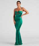 Analynn Formal Satin Rhinestone Trim Dress
