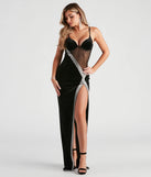 Turn heads at Prom 2025 in this black prom dress, where statement-making details meet the iconic style of the Corrie Formal Velvet Mesh Dress .