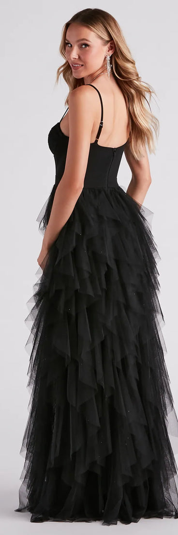 Ruth Formal Lace Tulle Ruffled Dress