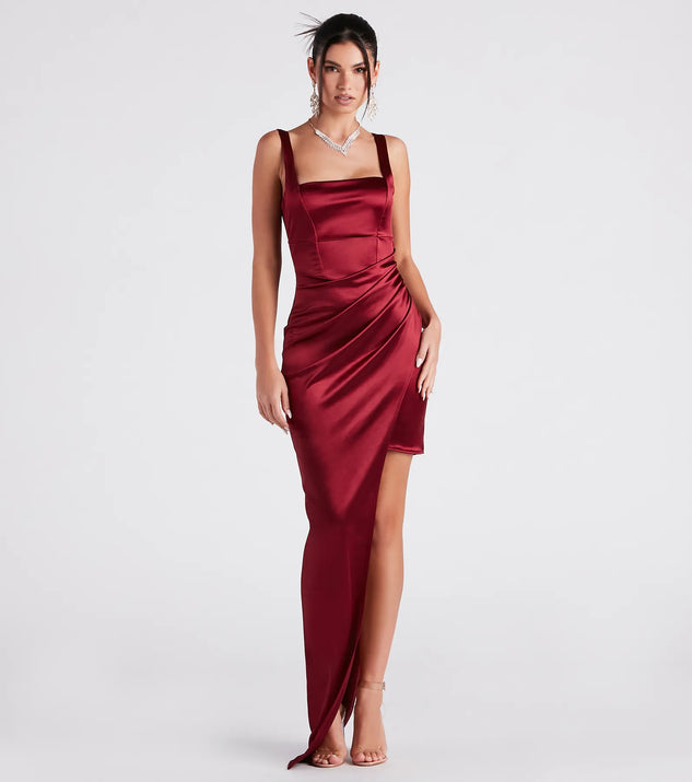 Callie High Slit Satin Formal Dress | Windsor Callie High Slit Satin Formal Dress | Windsor