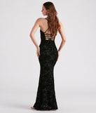 The Eloise Formal Velvet Lace-Up Mermaid Dress is a show-stopping black prom dress, offering a sleek, slimming silhouette that enhances your natural beauty for an unforgettable night.