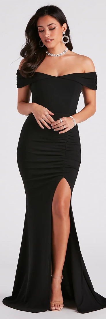 Samantha Formal Crepe Slit Dress