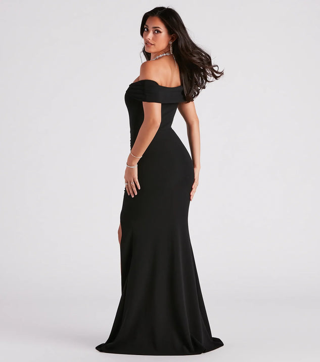 Samantha Formal Crepe Slit Dress | Windsor