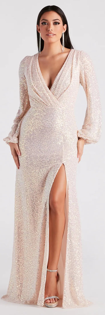 Piper Long Sleeve Sequin Formal Dress