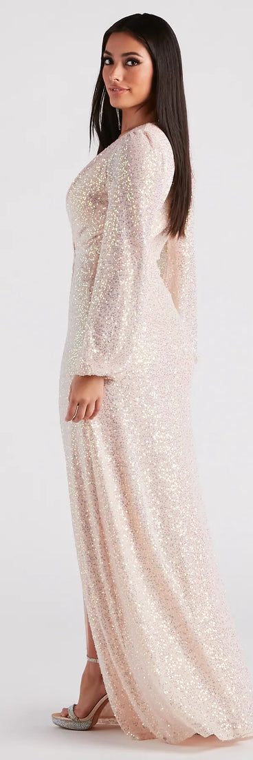 Piper Long Sleeve Sequin Formal Dress