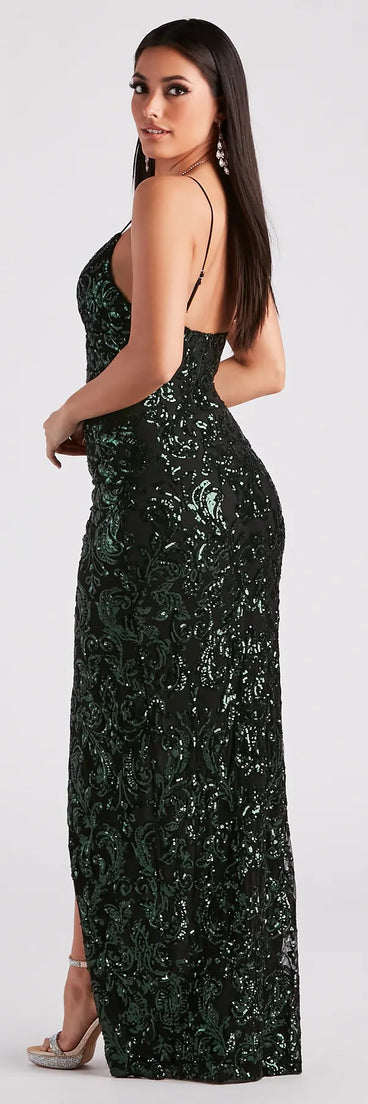 Emery Formal Wrap Sequin Dress