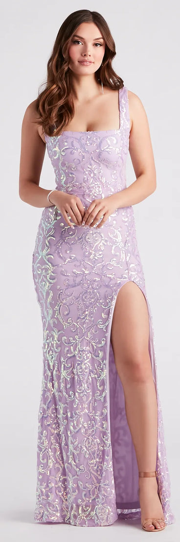 Jovie Formal Sequin Slit Mermaid Long Dress