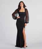 Marie Formal Long Sleeve Glitter Knit Mermaid Dress