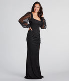 Marie Formal Long Sleeve Glitter Knit Mermaid Dress