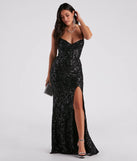 Turn heads at Prom 2025 in this black prom dress, where statement-making details meet the iconic style of the Lori Formal Sequin Lace-Up Long Dress .