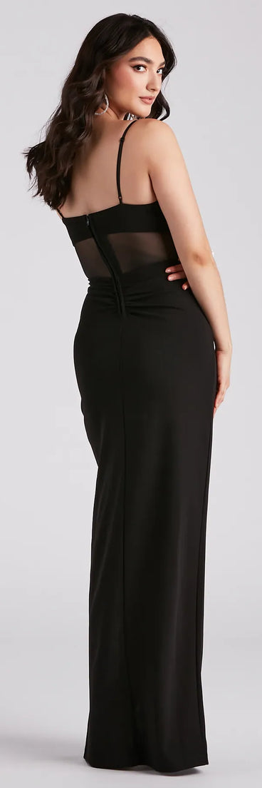 Rihanna Formal Crepe Rhinestone Dress