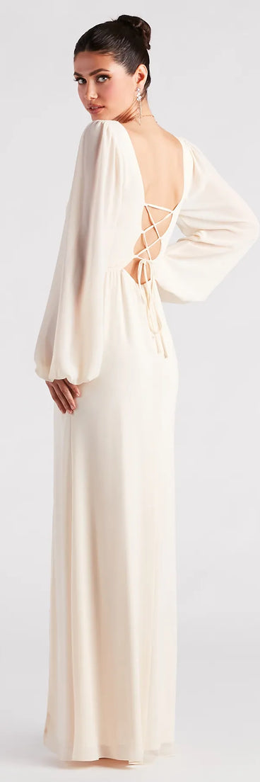 Kaylee Formal Chiffon Lace-Up Long Dress