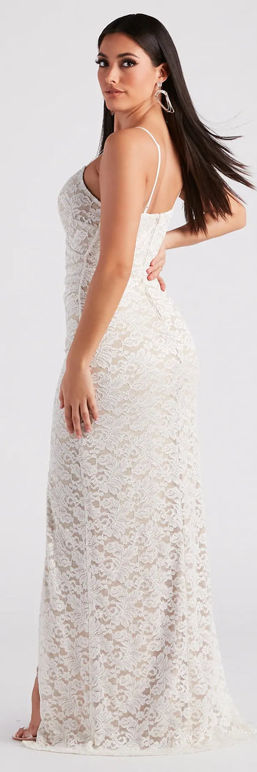 Leanne Formal Glitter Lace Dress