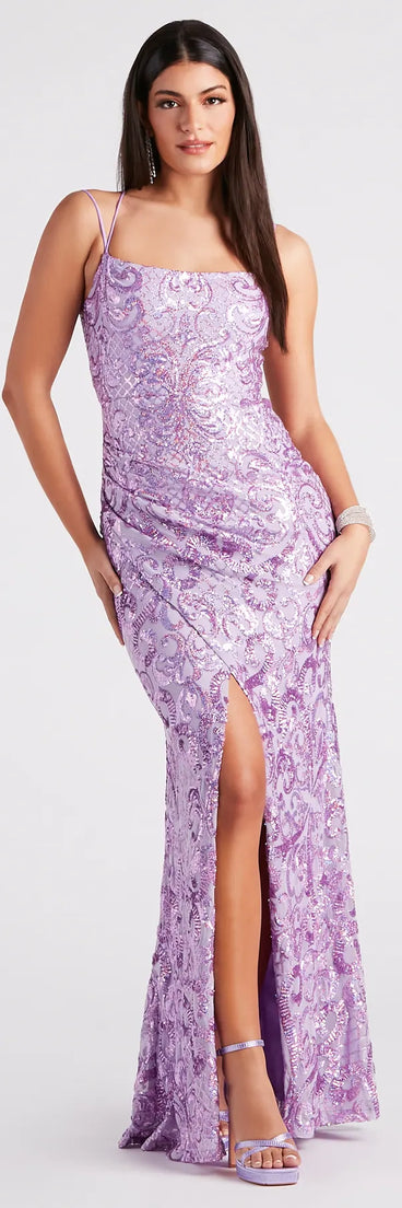 Violet Formal Glitter Sequin Mermaid Dress