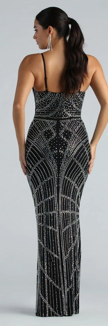 Mckenzie Formal Rhinestone Mesh Long Dress