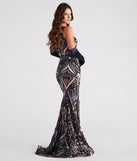 Stand out in a crowd with the Mariah Formal Sequin Mesh Mermaid Dress, a glamorous navy sequin dress that sparkles effortlessly as an NYE party gown, wedding guest dress, or must-have evening wear for formal events like military balls and winter formals.